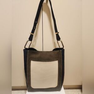 Jason Wu “Mixed Media” Navy Croc Leather Olive Suede Structured Tote Ret.$1495